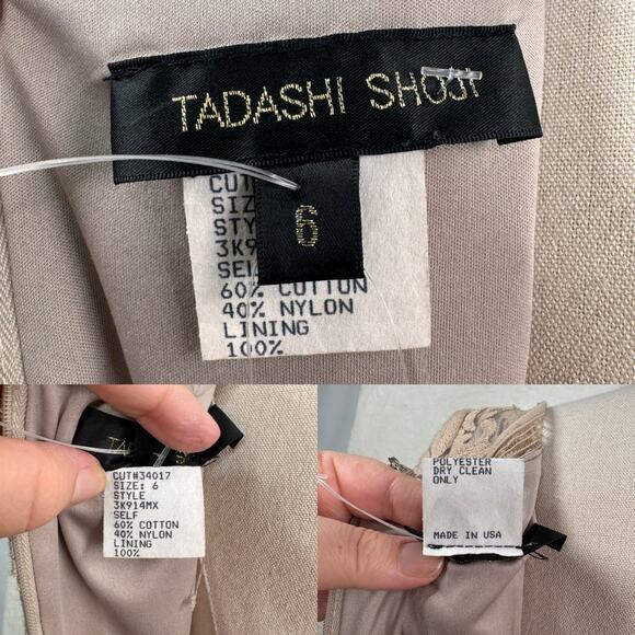 NWT Tadashi Shoji Lace Horsewire Dress Beige Boat Neck Wedding Cocktail Size 6 - Picture 12 of 16